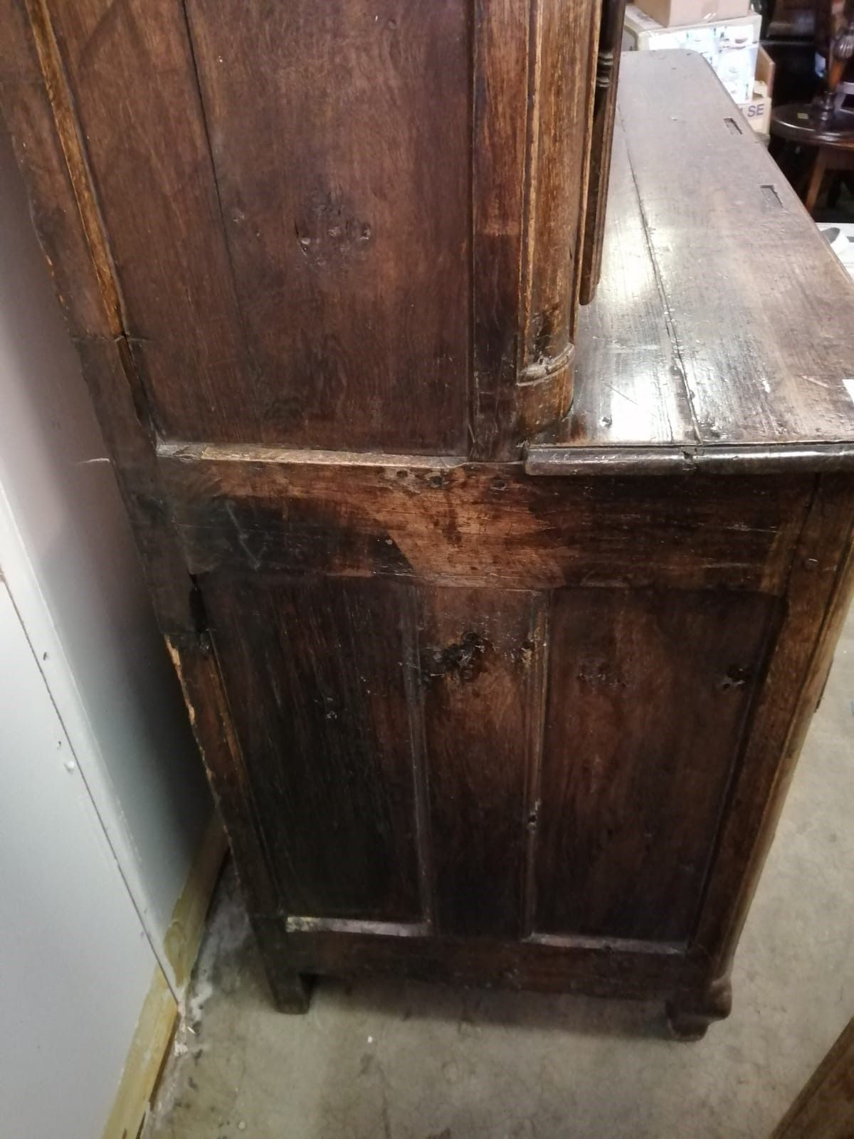 An 18th century French chestnut dresser, length 136cm, depth 64cm, height 228cm